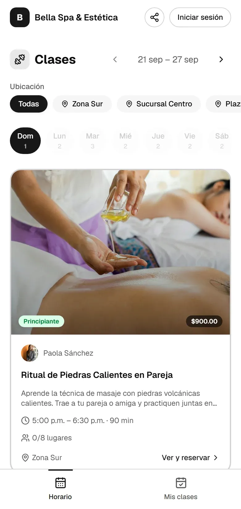 Vista de un link in bio de Sendux en celular
